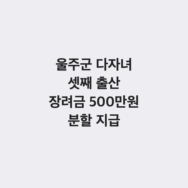 [울산 울주군] 울주군 다자녀 가구 셋째 출산 장려금 500만 원 분할 지급