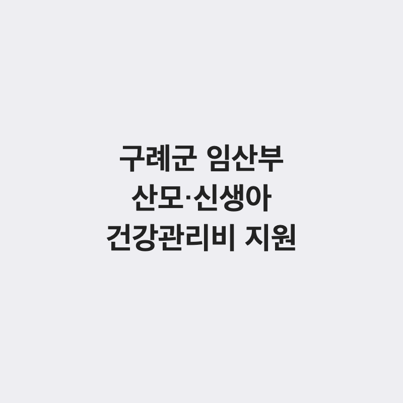 전남 구례군 임산부 산모·신생아 건강관리 지원금 총정리