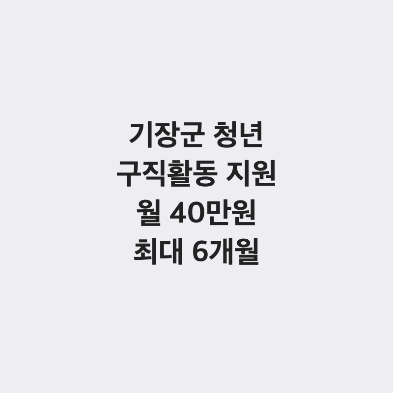 [부산 기장군] 기장군 미취업 청년 구직 활동 지원금 월 40만 원 최대 6개월